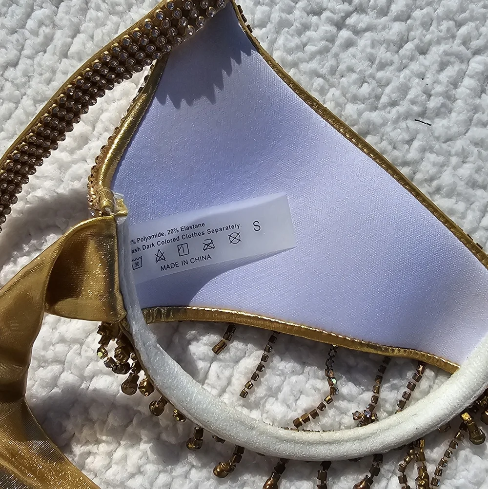 Gold Beaded Halter Rave Top - Picture 6 of 7
